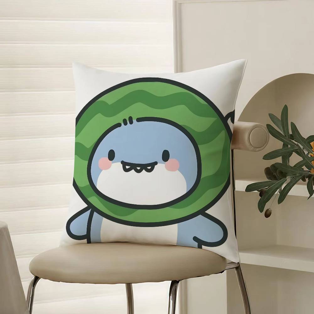 Tecknad Söt Hajar Monster Bild Kuddfodral Komfort Soffa Säng Silkeslen elegant Osynlig dragkedja Dekorativt kuddöverdrag