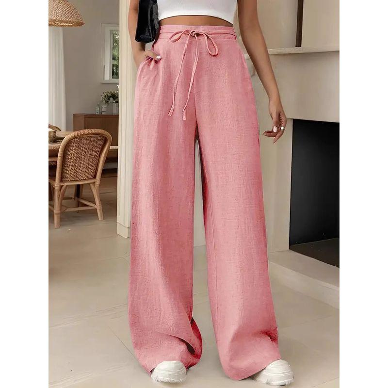 Drape Casual Lace-up Wide-Leg Pants High Waist Drape Casual Lace up Loose Pants
