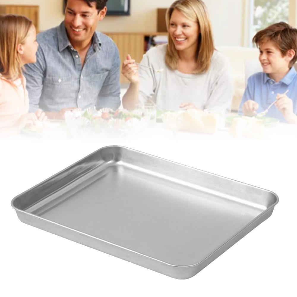 Rustless Steel Rice Noodle Plate Square Steamed Rice Pan Food Plate Rice Steaming 26.5*20.5*2.8cm