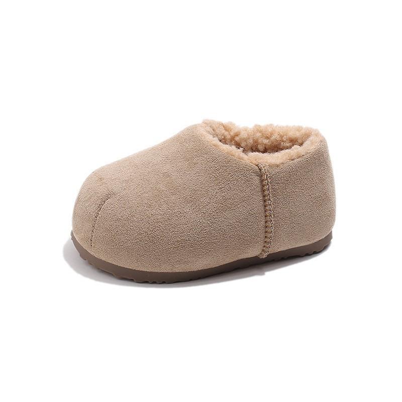Unisex Kids Warm Fleece Lined Solid Fur Casual Winter Shoes For Boys And Girls