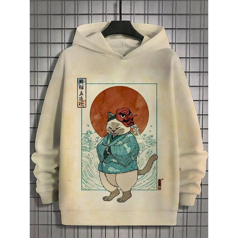 Toamna și iarna Animal Art Men's Hanorac Stil japonez Harajuku Fashion Casual Sport Hanorac Model Toamna și iarna