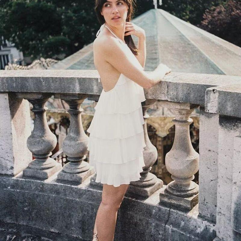 Zbzr Spring New Women Clothes Western Style Fashion Hanging Collar Laminated Decoration Dress 1165452 300