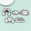 Broche Teclado e Mouse Rosa para Jogos - Insígnia Decorativa de Mochila de Liga Metálica Fofa com Óleo Gotejante