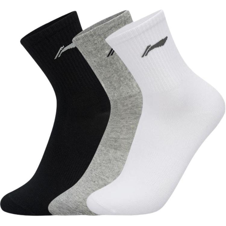 Li-Ning Li Ning Fitness Series Crew Socks Unisex 6 Pack White AWSU239-3