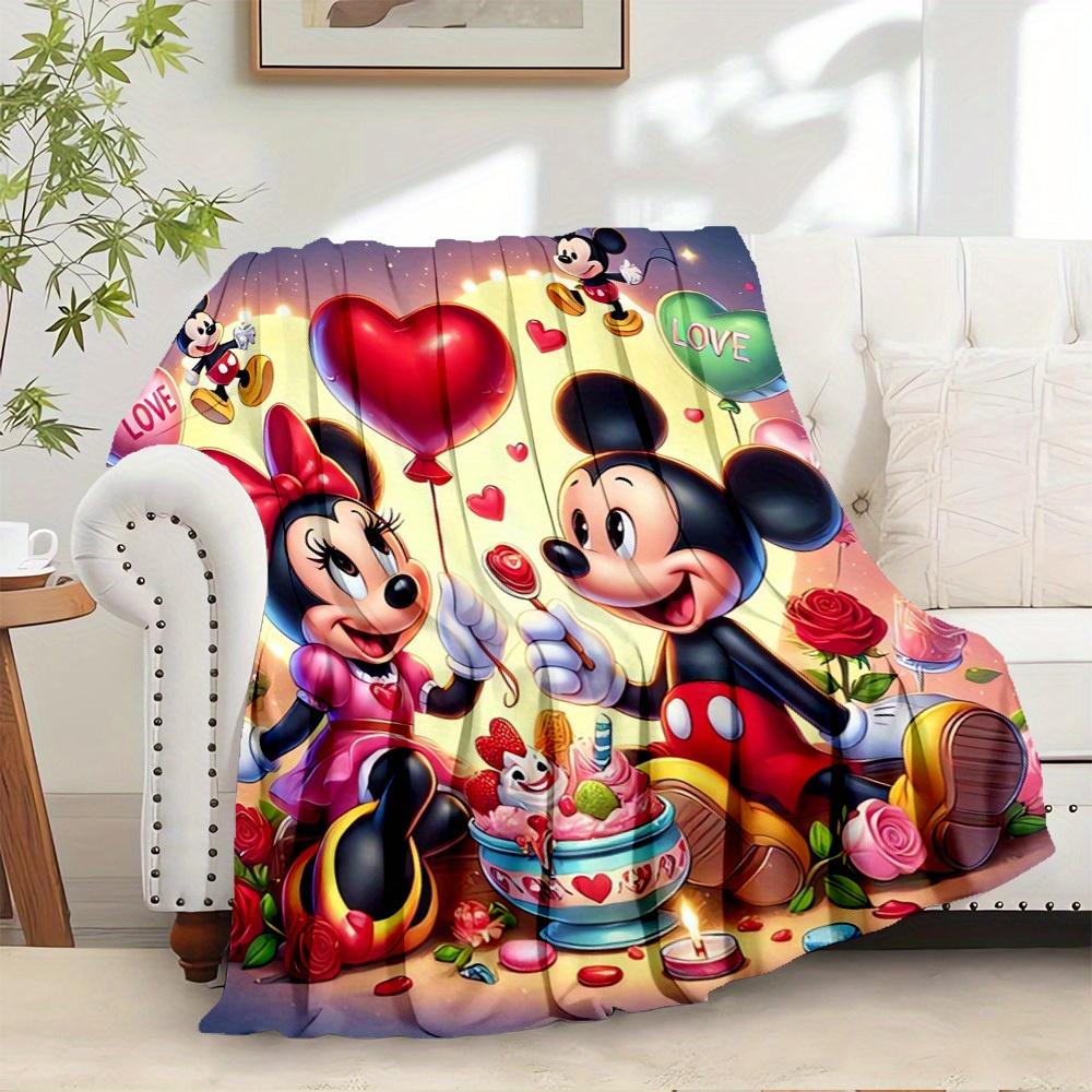 

1pc flannel Valentine s Day Mickey and Minnie heart-shaped bed blanket, suitable for couple bedroom decoration, romantic gift choice, soft a 130x150cm