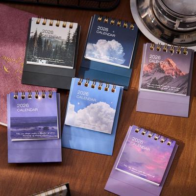 2025-2026 Starlight Mini Desk Calendar: White Day Scenic Student Planner & Desktop Ornament