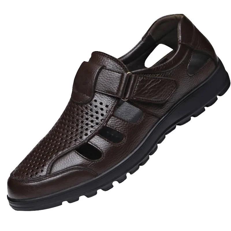 Mode Sommer Mode Herren Bequeme Sandalen Gemütlich Hohl Weich Beleuchtet Atmungsaktiv Arbeitsschuhe Lässige Leder Designer Sandalen
