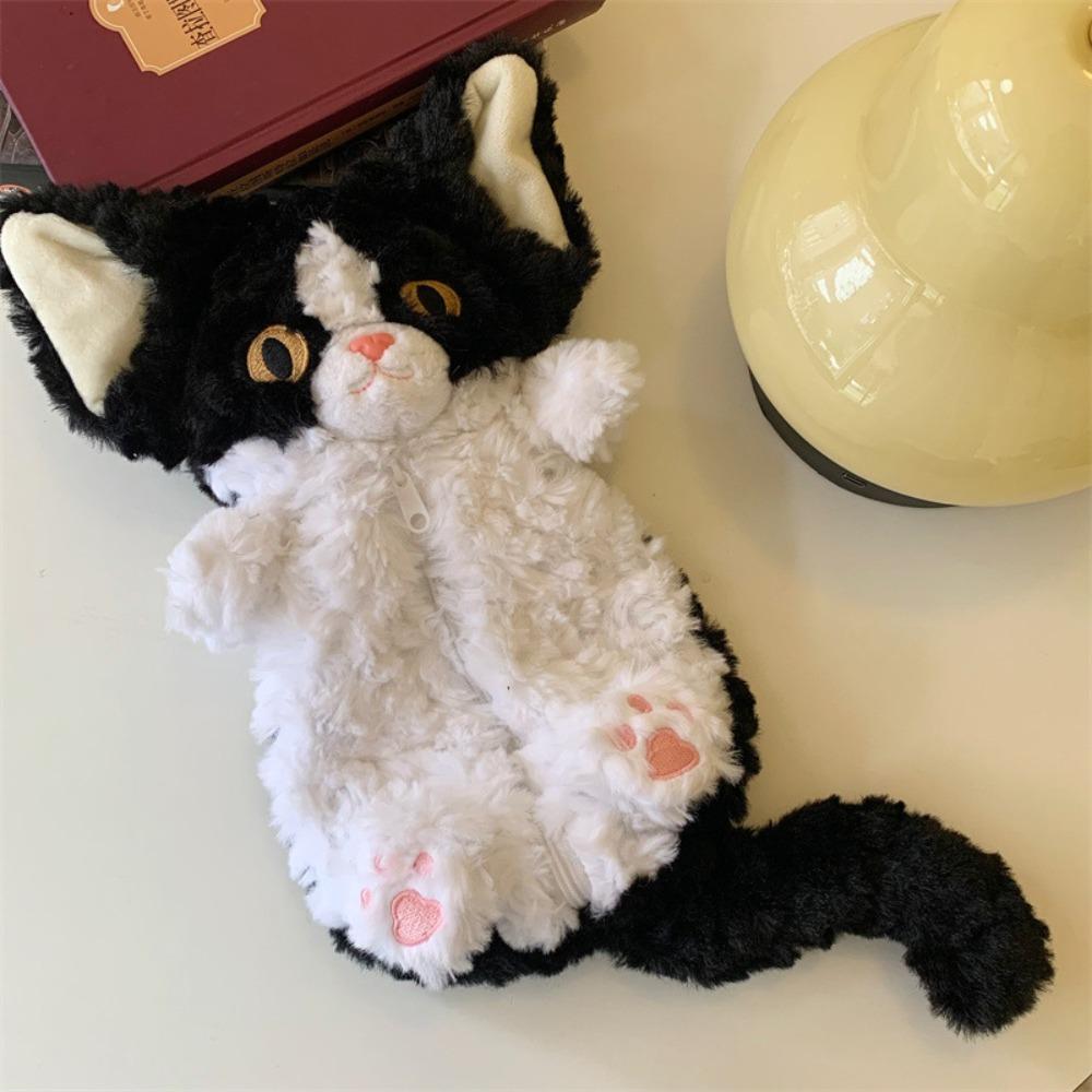 Simulated Cat Doll Pencil Bag Long Tail Cat Pen Pouch Cute Cat Doll Stationery Bag  Stationery