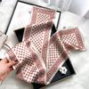 Womens Pink Silk Scarf Long Satin Shirt Horse Print Hair Band