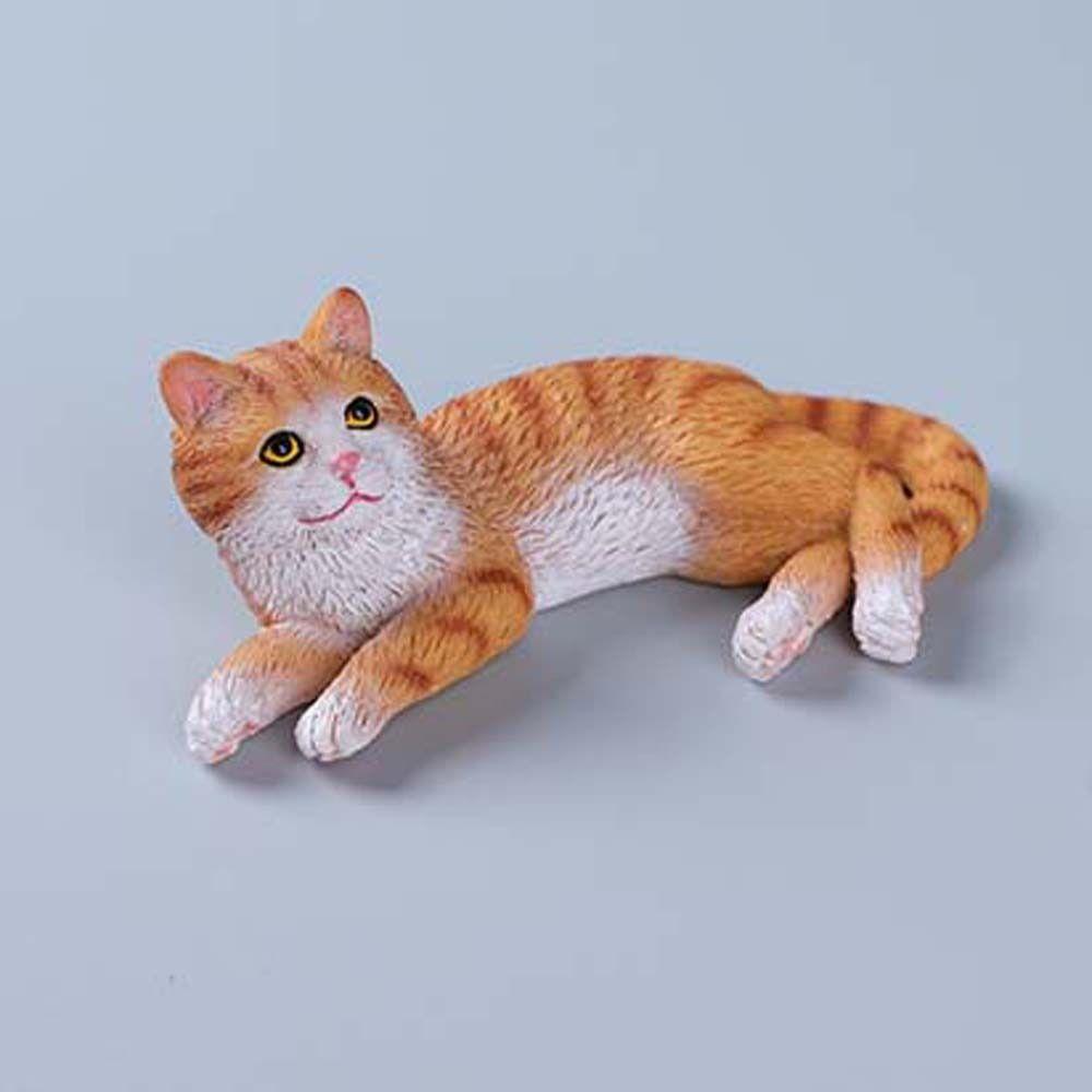 Simulation Cat Pet Model Cartoon Lying Cat Statue Adorable Cat Ornament  Dashboard Figurine