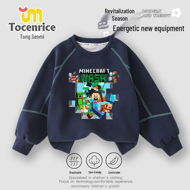 Men's Minecraft Crewneck Sweatshirt - Creeper & Steve Design for Kids