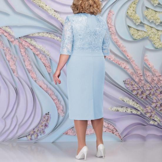 Dámské spodničky větších velikostí dámské šaty O ke krku Falešné dvoudílné krajkové polorukávy Velké dámské šaty střední velikosti Dámské oblečení