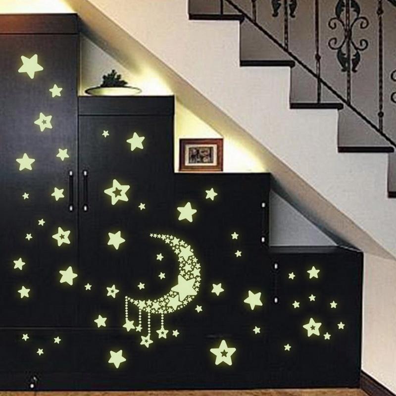 New Glow In The Dark Stars Moon Wall Stickers for Kid Living Room Luminous Sticker Decor