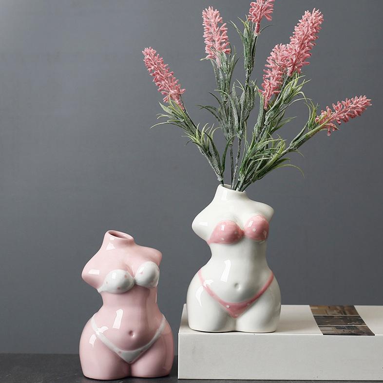 Creative Body Vase Indoor Home Decoration Ornaments Ceramic Hydroponic Vase Plant Pot Gardening Supplies