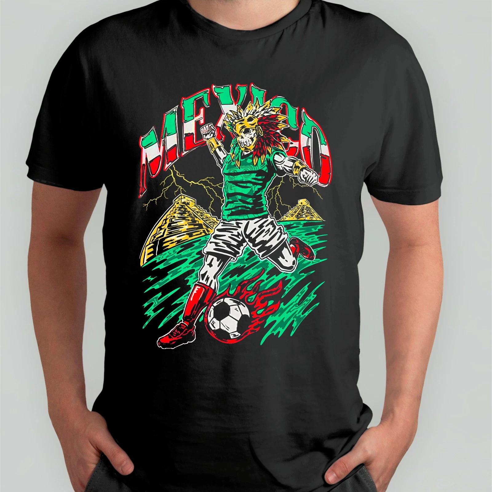 Mexico Si Se Pueda Aztec Skeleton Warrior T-Shirt, Warren Lotas Soccer Tee S