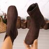Fashion Mid Heels Women Suede Ankle Boots Winter Fashion Chunky Shoes for Woman 2025 New Elegant Shoes Snow Chelsea Short Boots De Mujer