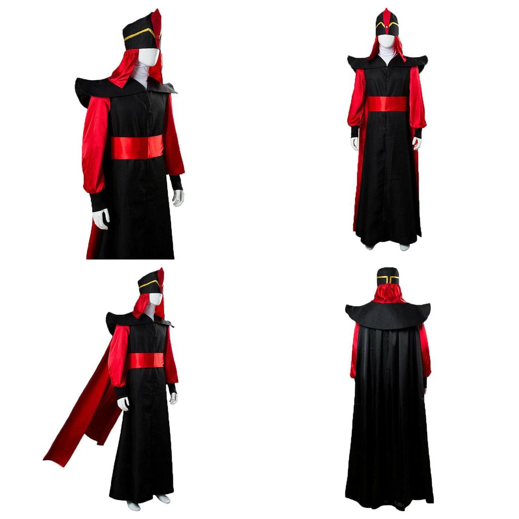 Luxurious Jafar Cosplay Robe Cloak Cape Hat Wizard Outfit For Halloween Events