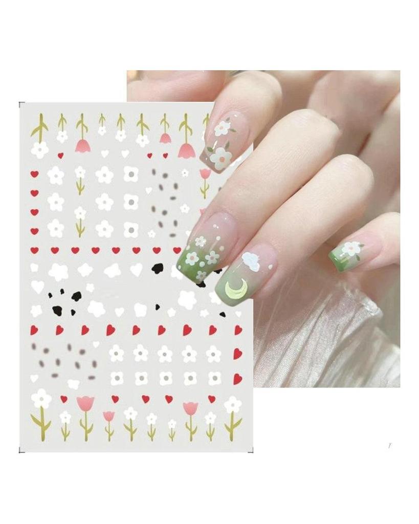 Water Nail Decal and Sticker Flower Leaf Tree Green Simple Summer Slider for Manicure Nail Art Watermark Tips