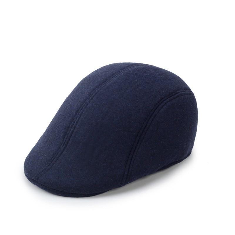 Wollmütze mit Karomuster im koreanischen Stil für Menschen mittleren und höheren Alters – warmes Retro-Winterbarett