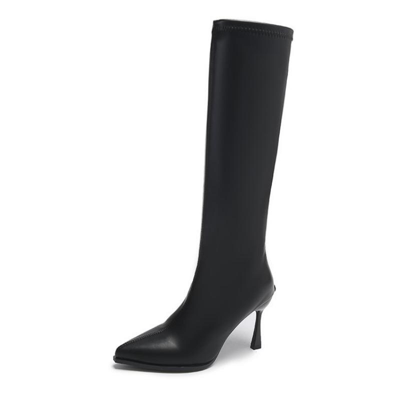 High Heeled Women's Pointed Thin Heel Fashion Boots 8cm  New Winter High-heeled Long Boots Below Knee Size 44