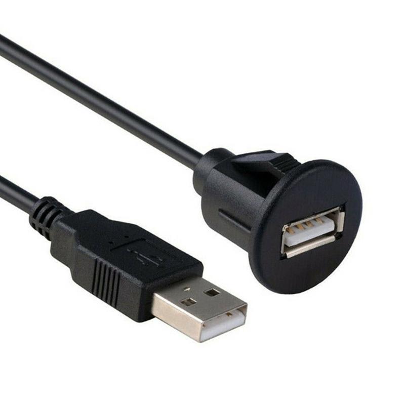 1m USB 2.0 A Male to Female Car Flush Mount Extension Cable Car Van Dashboard Flush Mount Dual USB Socket Car Accessories