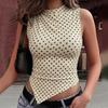 European and American women's clothing summer new sleeveless polka dot printing slim and thin irregular small vest top