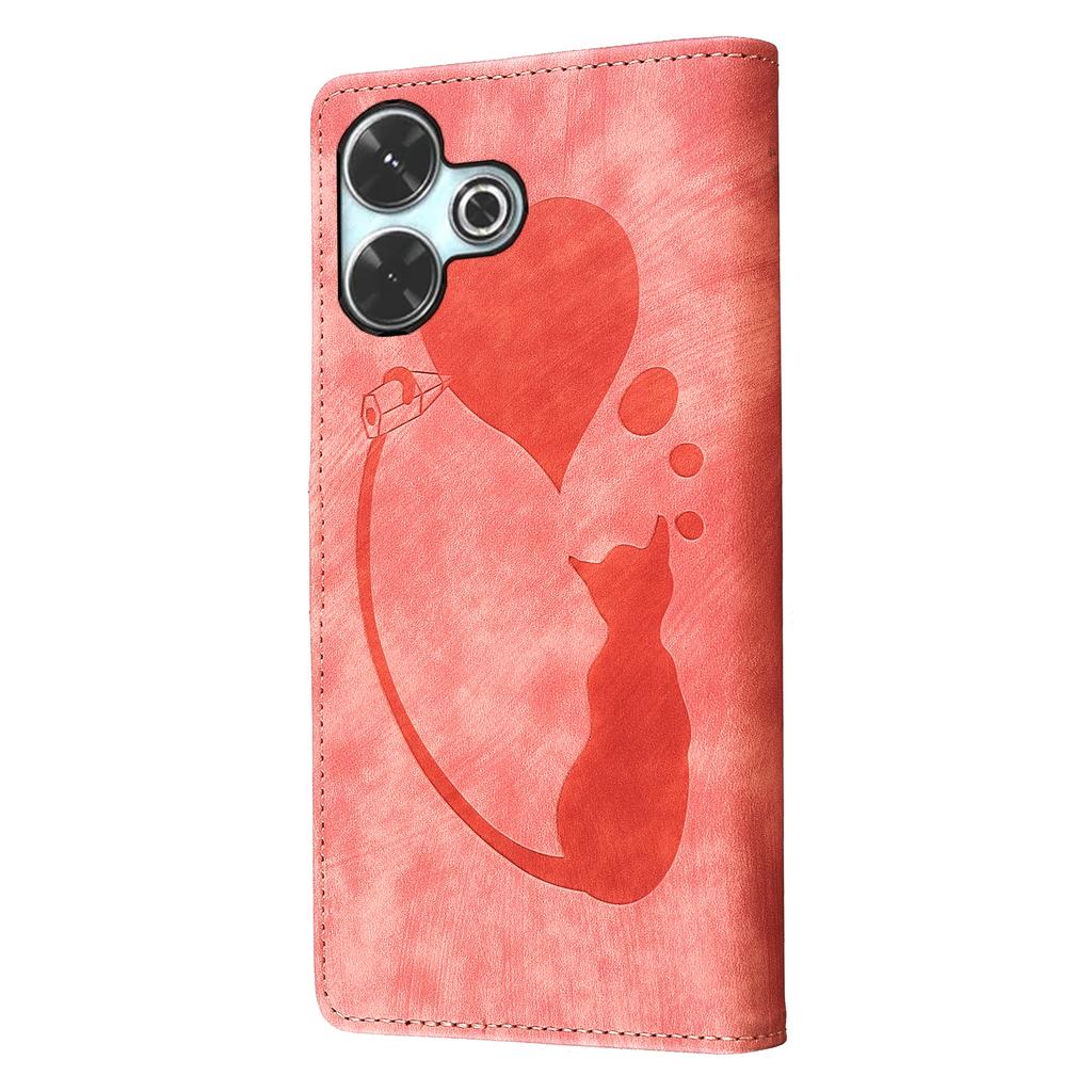 For Xiaomi Redmi 13 4G/13 5G Case Heart Cat Folding Stand PU Leather Phone Cover