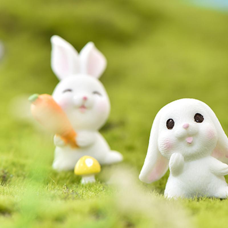 Niedliches Kaninchen-Häschen-Ornament, Kunstharz, für Zuhause, Mini-Häschen, Miniaturfiguren, Miniatur-Landschaftsdekoration, Heim, Osterdekoration