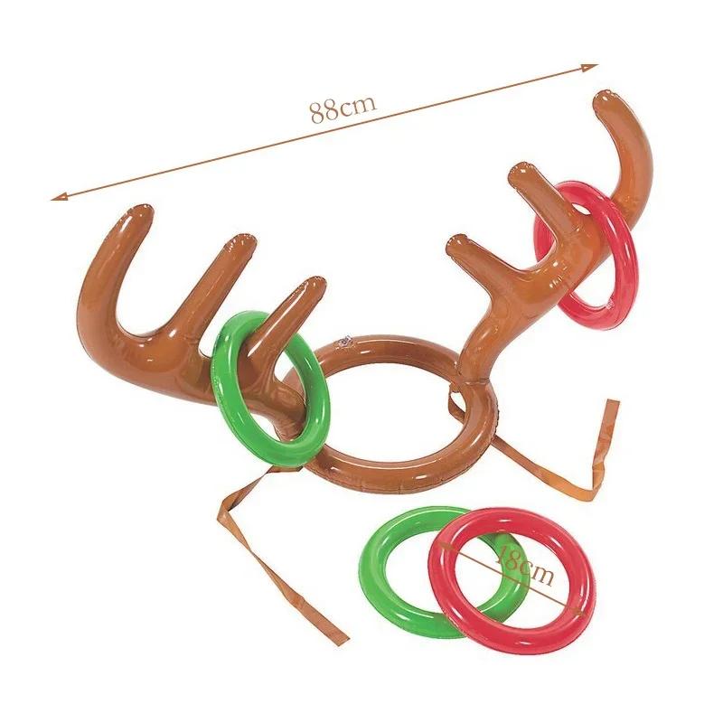 Inflatable Reindeer Antler Ring Toss Game, Fun Christmas Party Decor & Outdoor Lawn Game, Festive Family Activity
