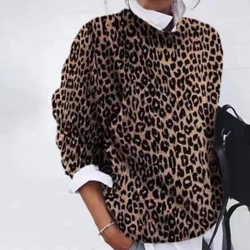 Women's Fashion Casual Spring Autumn Flower Pattern Print Long Sleeve O-Neck Blouses & Shirts