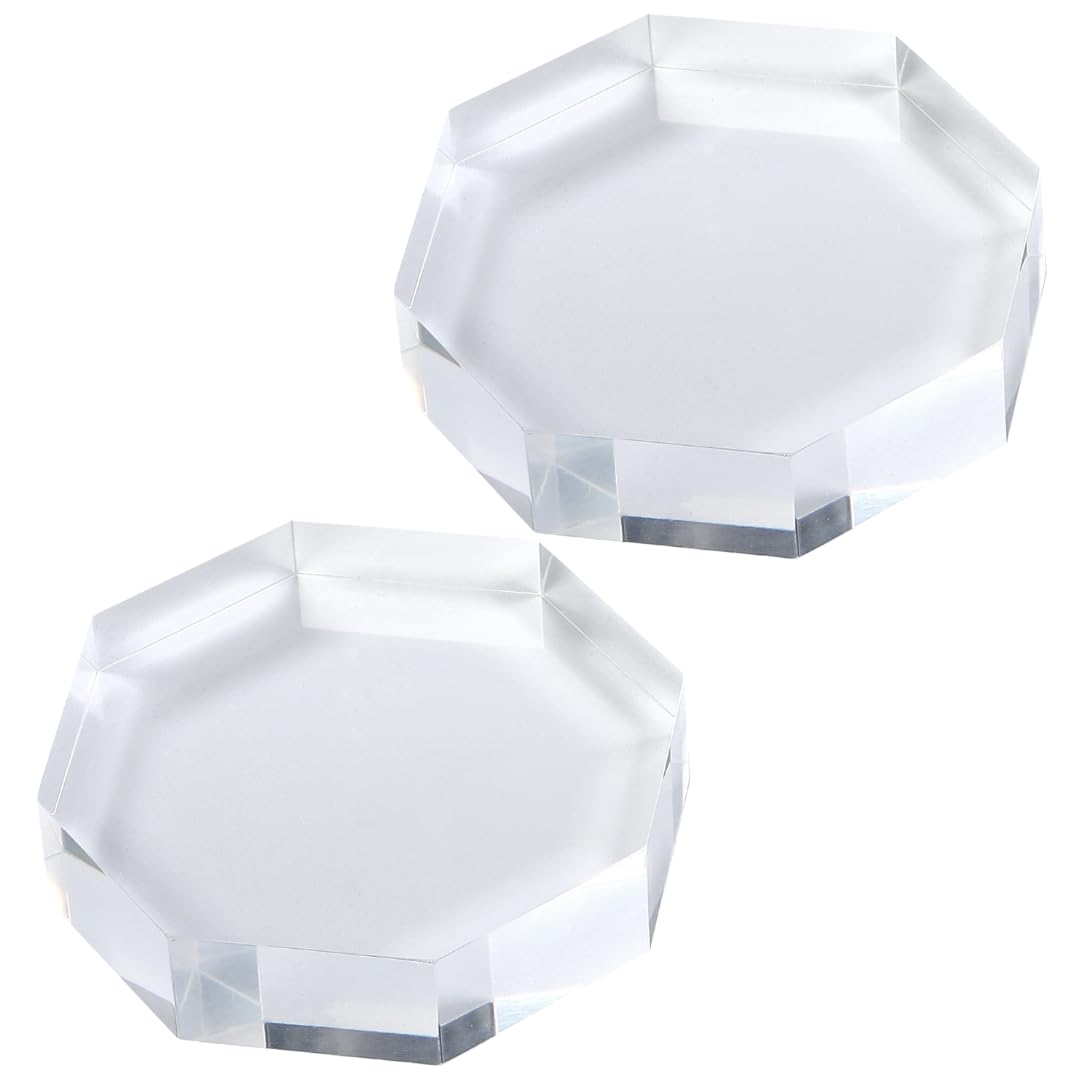 

Uccellino Acrylic Base, Set of 2, Display, Acrylic Block, Stand, Clear, Photography, Pedestal, Exhibition (Octagonal)