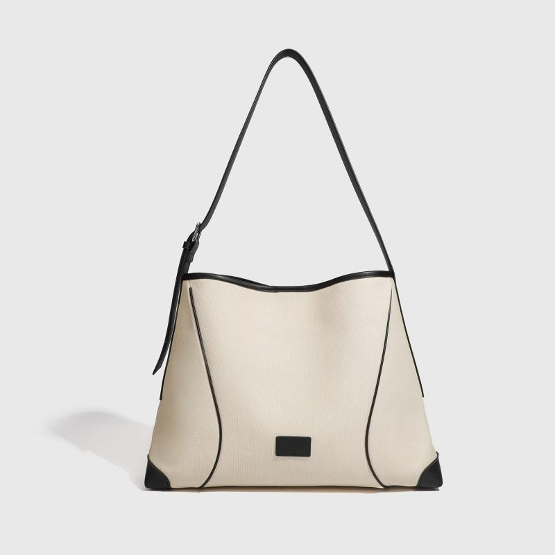 

2025 New Fashionable One-shoulder Underarm Bag Niche High-end Commuting Canvas Large-capacity Portable Tote белый