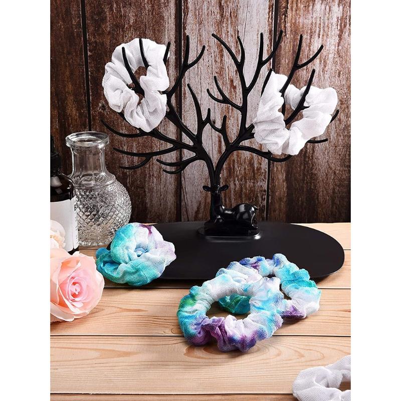 Girls Elastic Hair Ties White Scrunchies for Tie-dye Hair Ropes DIY Hair Scrunchies Soft Rubber Bands Hair Suppliess