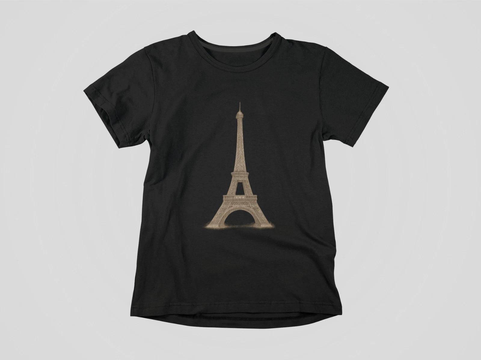 Vintage Eiffel Tower Sketch T-Shirt Retro Paris Graphic Tee Unisex Softstyle S
