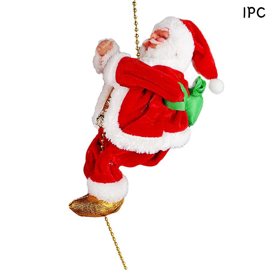 1pc Santa Claus Doll Climbing Ladder with Music, Rope Hanging Christmas Decor for Tree Door Staircase Porch School Mall Display