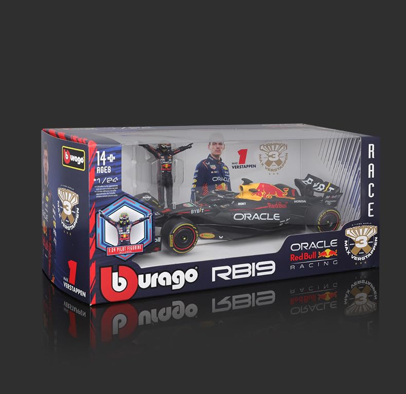 Bburago 1:24 RB19 2023 Model F1 Diecast Car, Bburago Mini Race Car, Zinc Alloy, Finished Product, #1 Max Verstappen
