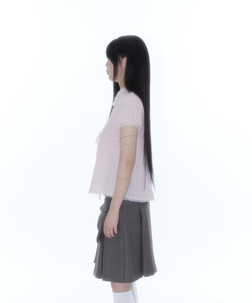 Kasiko Puff Sleeve Lace Shirt Pink