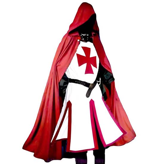 Handmade Medieval Mens Crusader Costume Knight Templar Warrior Cloak & Tunic Halloween Renaissance