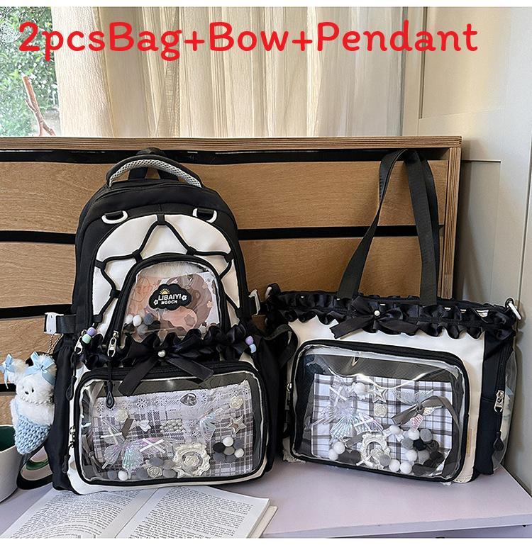 Fresh Sweet Transparent Backpack With Waterresistant Nylon For School Girls