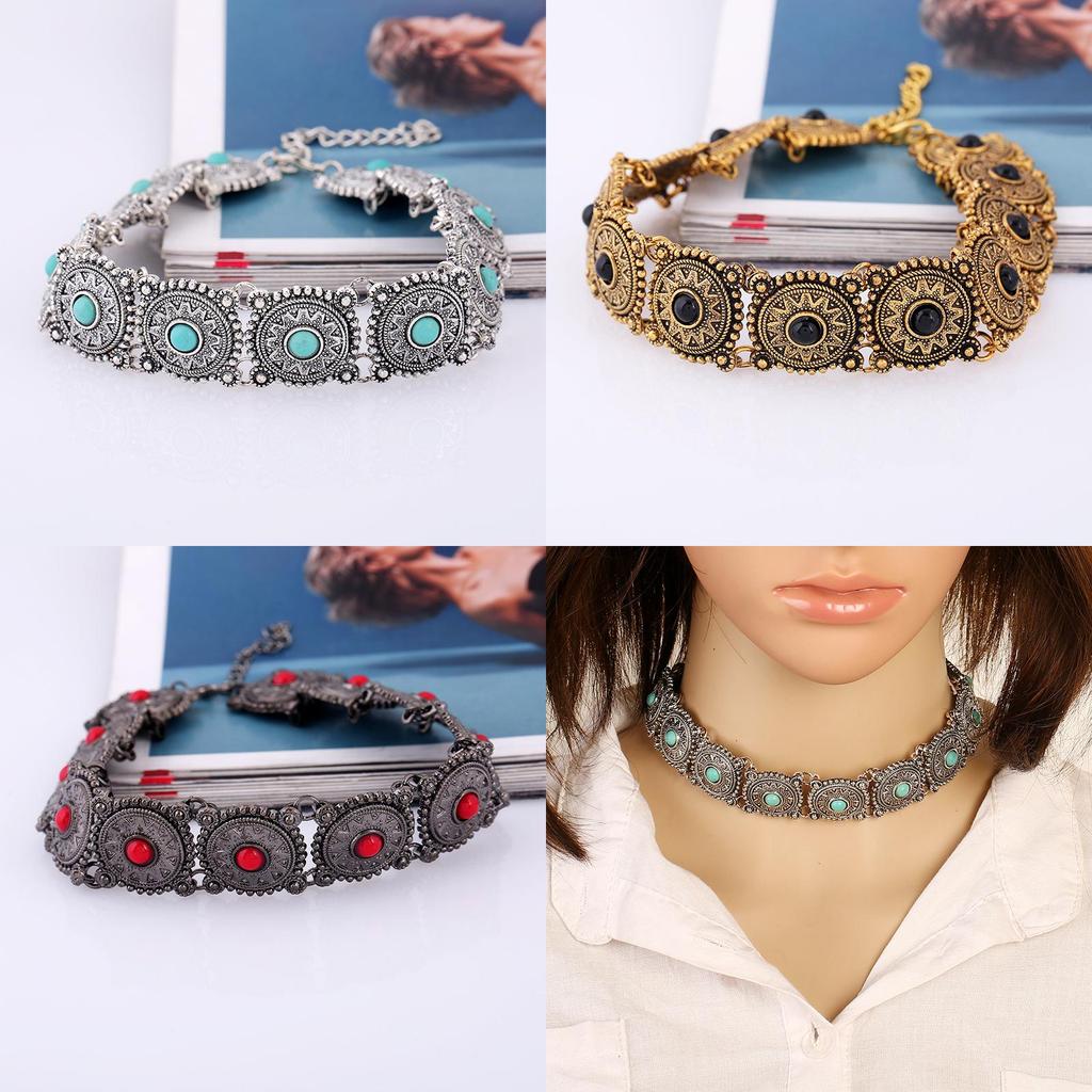 Retro Turquoise Pendant Necklace With Geometric Alloy Chain For Vintage Jewelry Enthusiasts