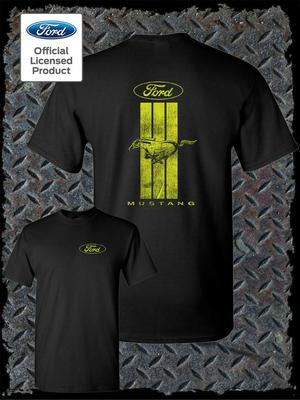 Camiseta Oficialmente Licenciada de Doble Cara con Logo de Raya Verde Ford Mustang