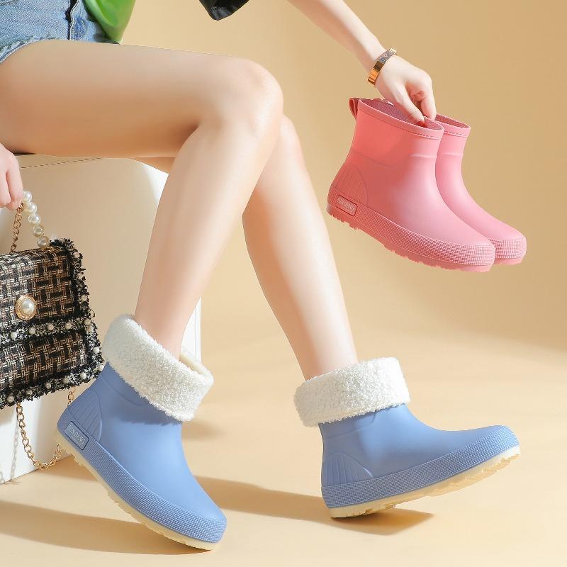 Hot-selling Fashion Water Shoes Low Tube Women's Rain Shoes Thickened Rain Boots Water Boots Non-slip Waterproof Glue Shoe Cover Shoes
