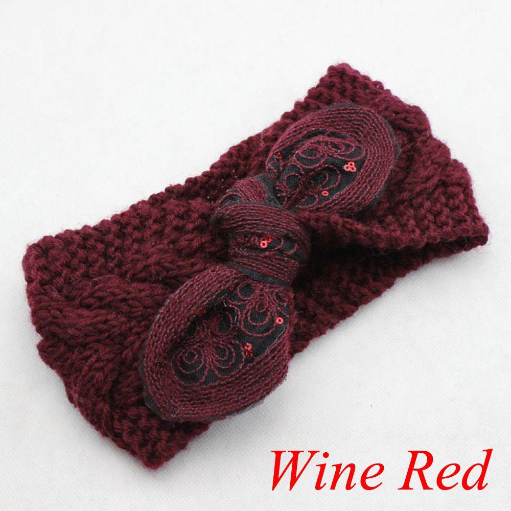 Vintage Flower Women Girl Bow Knot Headband Turban Crochet Knit Hairband Rabbit Ears Headwrap