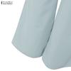 ZANZEA Damen Freizeit Rundhals Kurzarm Weitbein Jumpsuits