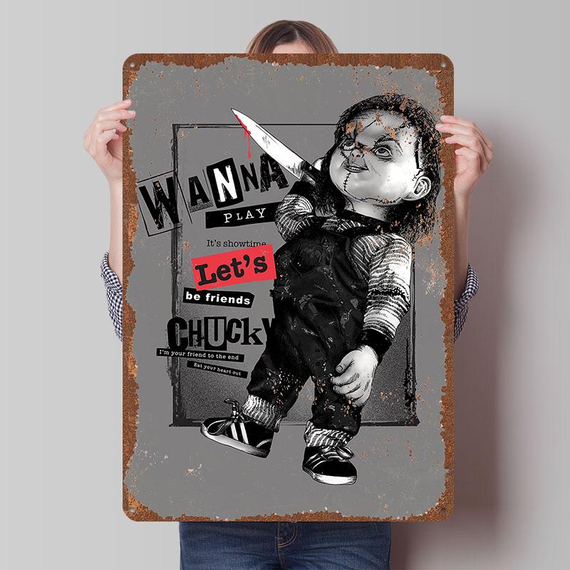 Child's Play Print Tinplate Posters Custom Wall Art Vintage Metal Tin Signs Retro Tin Plaque for Bathroom Decor Home Decorations