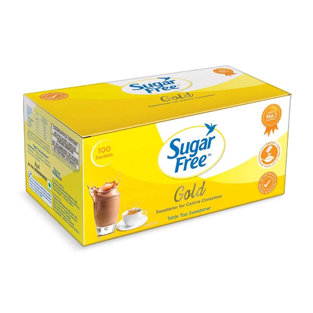 Sugar Free Gold Sugar Substitute Sachets 100 Pack X2 Low Calorie Sweetener Healthy Alternative