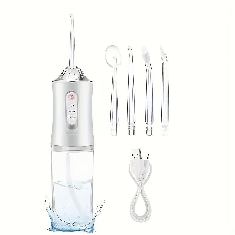 

Cordless Water Flosser 3 Modes Portable Oral Irrigator with 4 Nozzles Rechargeable Teeth Cleaner for Braces Gums Home Travel Use белый
