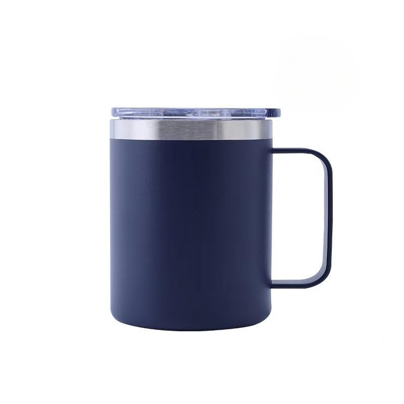 12oz Stainless Steel Coffee Mug Double Thermos Gift Mug Plastic-sprayed Handle Mug