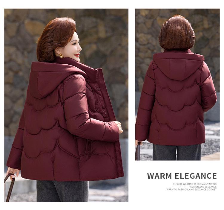 2025 Short Thickened Cotton Jacket for Middle-Aged and Elderly Women - Plus Size, Warm Winter Outerwear