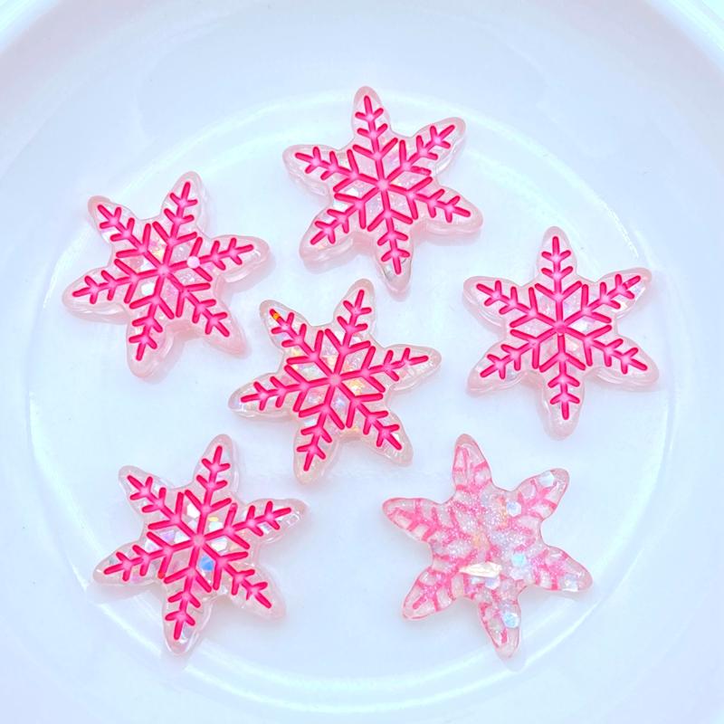 10/20Pcs New Resin Cute Mixed Mini Snowflake Flat Back Cabochon Scrapbooking Hair Bow Center Embellishments DIY Accessories L09